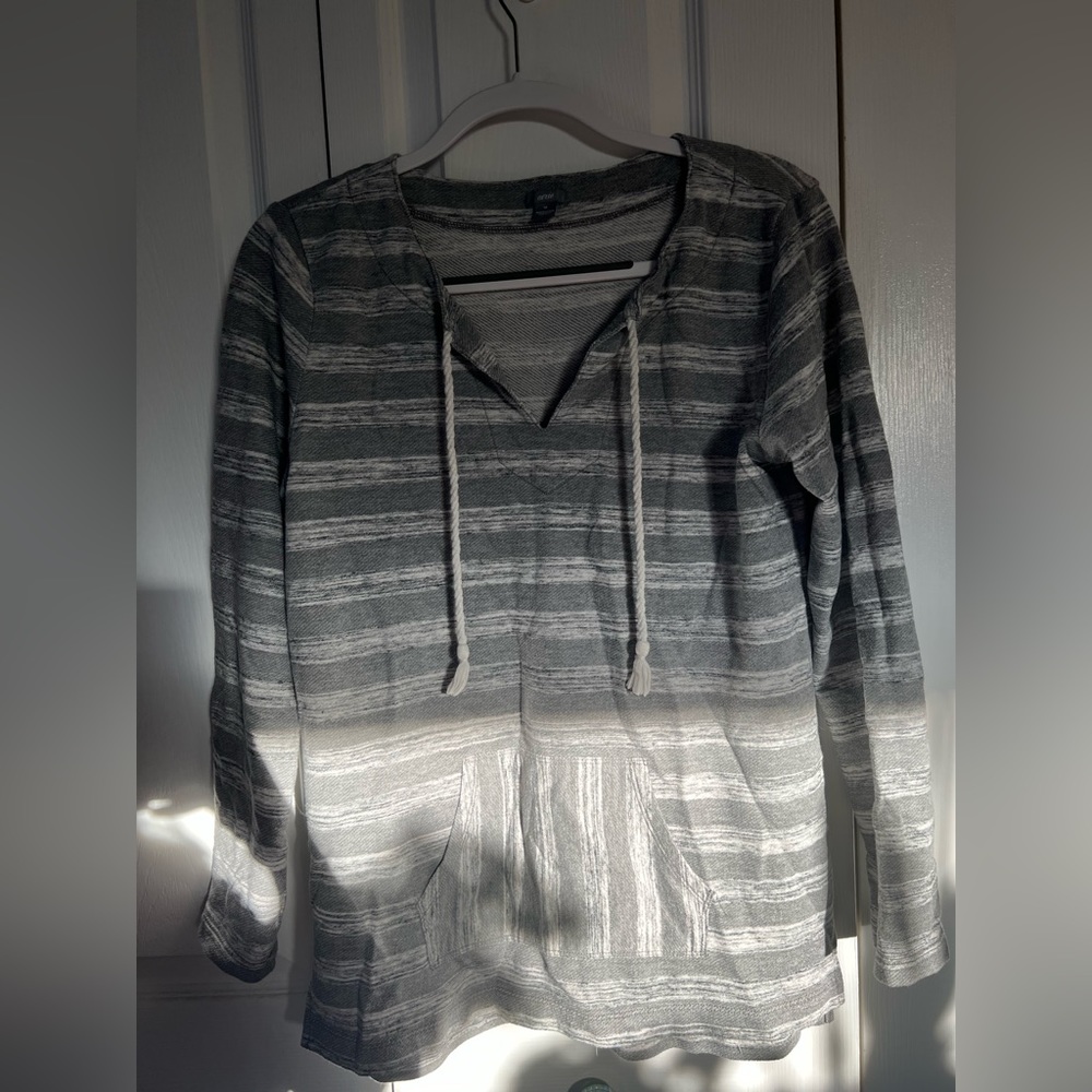 Gray and white striped aerie sweater
